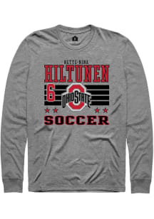Nette-Nina Hiltunen Ohio State Buckeyes Grey NIL Striped Long Sleeve Player T Shirt