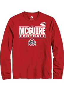 Joe McGuire Ohio State Buckeyes Red Football NIL Stacked Box Long Sleeve Player T Shirt