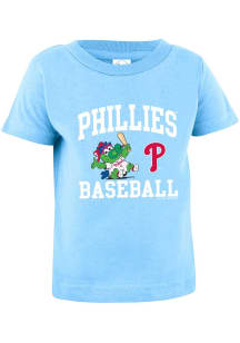 Phillie Phanatic Philadelphia Phillies Infant Arched Wordmark Short Sleeve T-Shirt Light Blue