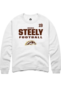 Braden Steely Western Michigan Broncos Mens White Football NIL Stacked Box Player Crew