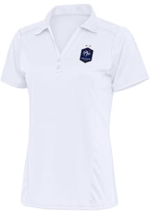 Antigua France National Team Womens White Statement Short Sleeve Polo Shirt