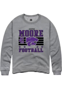 Ashton Moore K-State Wildcats Mens Grey Football NIL Striped Player Crew