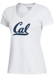 Gear for Sports Cal Golden Bears Womens White Script Mia Short Sleeve T-Shirt