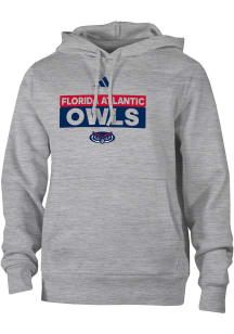 Adidas Florida Atlantic Owls Mens Grey Heat Seal Fleece Long Sleeve Hoodie