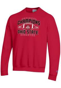 Champion Ohio State Buckeyes Mens Red Football 2024 Football National Champion Arch Powerblend Lon..