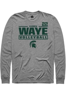 Carmen Waye Michigan State Spartans Graphite NIL Stacked Box Long Sleeve Player T Shirt