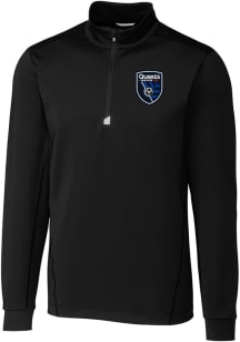 Cutter and Buck San Jose Earthquakes Mens Black Traverse Long Sleeve Qtr Zip Pullover
