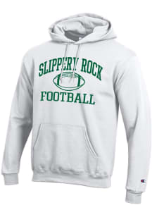 Champion Slippery Rock Mens White Football Football Powerblend Long Sleeve Hoodie
