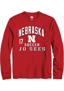 Jo Sees Nebraska Cornhuskers Red NIL Arch Logo Long Sleeve Player T Shirt