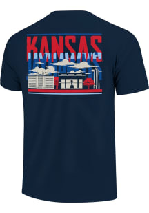 Kansas Jayhawks Navy Blue Type Overlay Campus Short Sleeve T Shirt
