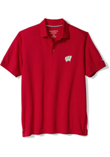 Tommy Bahama Wisconsin Badgers Mens Red Team Captain Short Sleeve Fashion Polo