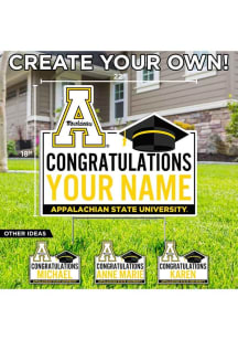 Appalachian State Mountaineers Personalized Congratulations Grad Yard Sign - White