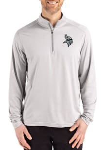 Cutter and Buck Minnesota Vikings Mens Grey Mono Coastline Long Sleeve Qtr Zip Pullover