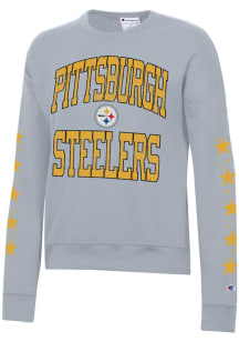Champion Pittsburgh Steelers Womens Silver Powerblend Crew Sweatshirt
