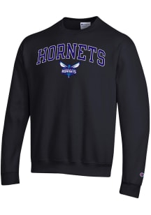 Champion Charlotte Hornets Mens Black Arch Mascot Long Sleeve Crew Sweatshirt