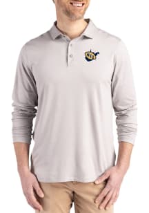Cutter and Buck West Virginia Mountaineers Mens Grey Vault Coastline Long Sleeve Polo Shirt