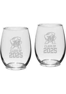 Maryland Terrapins Class of 2025 Set of 2 Stemless Wine Glass - White