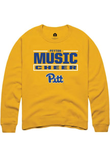 Peyton Music Pitt Panthers Mens Gold NIL Stacked Box Player Crew