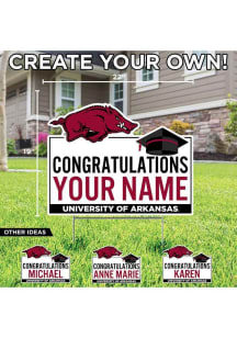 Arkansas Razorbacks Personalized Congratulations Grad Yard Sign - White