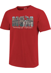Nebraska Cornhuskers Womens Red Campus Drawing Mom Short Sleeve T-Shirt