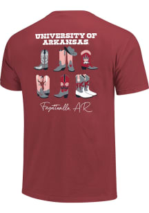 Arkansas Razorbacks Womens Crimson Howdy Boots Short Sleeve T-Shirt
