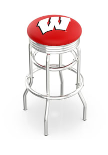 Wisconsin Badgers Double-Ring Swivel Chrome Pub Stool - Black