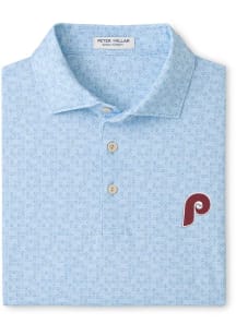 Peter Millar Philadelphia Phillies Mens Light Blue Basis Loaded Short Sleeve Fashion Polo
