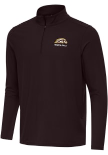 Antigua Western Michigan Broncos Mens Brown Intent Track & Field Long Sleeve Qtr Zip Pullover