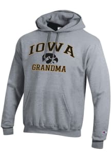 Champion Iowa Hawkeyes Mens Grey Grandma Powerblend Long Sleeve Hoodie