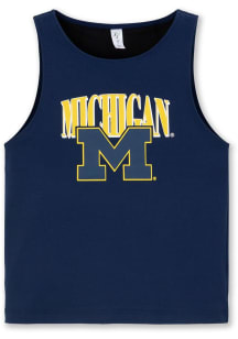 Michigan Wolverines Girls Navy Blue Second Down Short Sleeve Tank Top
