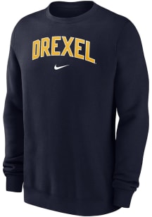 Nike Drexel Dragons Mens Navy Blue Fleece Long Sleeve Crew Sweatshirt