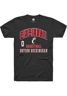 Bryson Buckingham Cincinnati Bearcats Black NIL Arch Logo Short Sleeve Player T Shirt