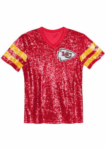 Kansas City Chiefs Womens Sequin Fashion Football Jersey - Red