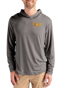 Cutter and Buck Arizona State Sun Devils Mens Graphite Coastline Eco Long Sleeve Lightweight Hoodi..