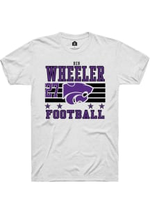 Ben Wheeler K-State Wildcats White Football NIL Striped Short Sleeve Player T Shirt