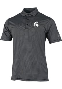 Columbia Michigan State Spartans Mens Black Heat Seal Double Hit Short Sleeve Polo