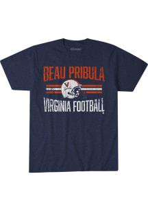Beau Pribula Virginia Cavaliers Navy Blue Helmet Hero Short Sleeve Fashion Player T Shirt