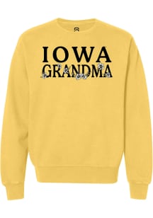 Summit Sportswear Iowa Hawkeyes Womens Yellow Floral Grandma Crew Sweatshirt