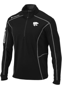 Columbia K-State Wildcats Mens Black Heat Seal Omni Wick Shotgun Long Sleeve Qtr Zip Pullover
