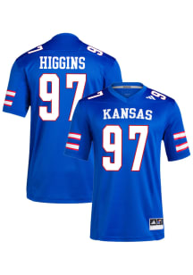 Hunter Higgins  Adidas Kansas Jayhawks Royal Blue NIL Name And Number Football Jersey