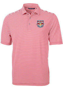 Cutter and Buck New York Red Bulls Mens Red Virtue Eco Pique Stripe Short Sleeve Polo