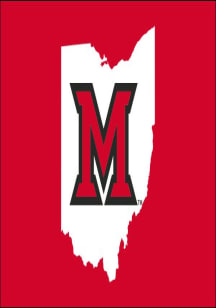 Miami RedHawks State Shape 3x5 Ft Silk Screen Grommet Flag - Red