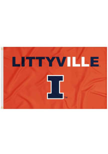Illinois Fighting Illini 3x5 Littyville Silk Screen Grommet Flag - Orange