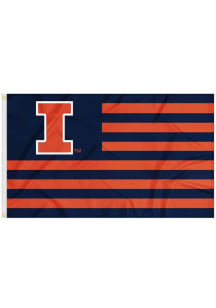 Illinois Fighting Illini Stripe Style Silk Screen Grommet Flag - Orange
