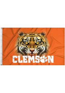 Clemson Tigers Tiger Eye Silk Screen Grommet Flag - Orange