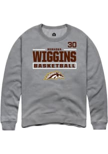 Morasha Wiggins Western Michigan Broncos Mens Grey NIL Stacked Box Player Crew