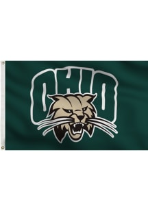 Ohio Bobcats Team Logo Silk Screen Grommet Flag - Green