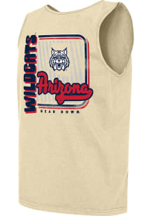 Arizona Wildcats Mens Yellow Striped Sign Script Short Sleeve Tank Top