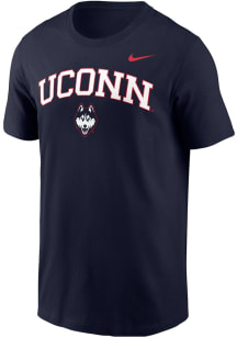 Nike UConn Huskies Navy Blue Arch Mascot Short Sleeve T Shirt