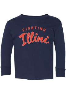 Summit Sportswear Illinois Fighting Illini Toddler Navy Blue Fighting Illini Script Long Sleeve T-..